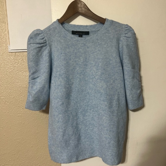 White House Black Market Sweaters - White House Black Market Sky Blue Knit Top SzS Winter Light Academia Classic